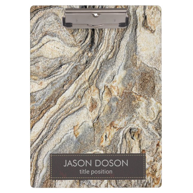 Brown Beige And Grey Marble Pattern Clipboard (Front)