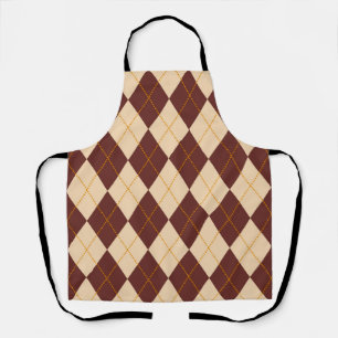 Brown Beige Autumn Fall Argyle Diamond Pattern  Apron