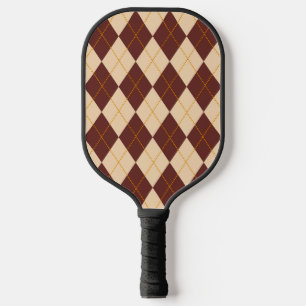 Brown Beige Autumn Fall Argyle Diamond Pattern  Pickleball Paddle