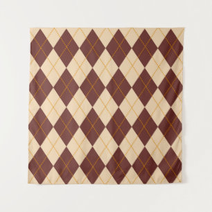 Brown Beige Autumn Fall Argyle Diamond Pattern Tapestry