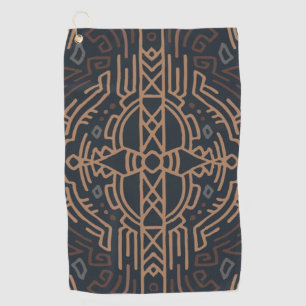 Brown Beige Aztec Pattern Indian Mexican Tribal Golf Towel