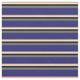 Brown, Beige, Black, Dim Grey, and Midnight Blue Fabric