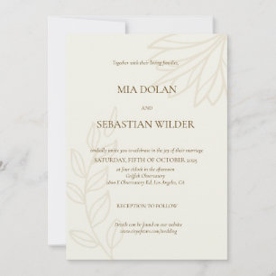 Brown Beige Boho Minimalist Wedding Invitation