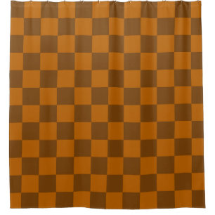 Brown Beige Checkered Block Print 