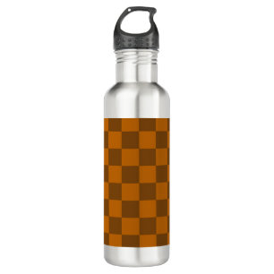 Brown Beige Chequered Block Print  710 Ml Water Bottle