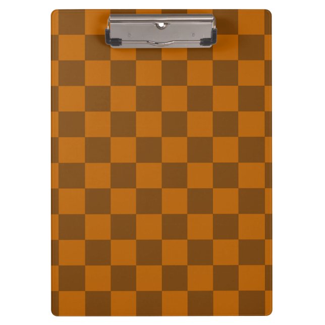 Brown Beige Chequered Block Print  Clipboard (Front)