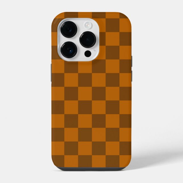 Brown Beige Chequered Block Print  iPhone Case (Back)