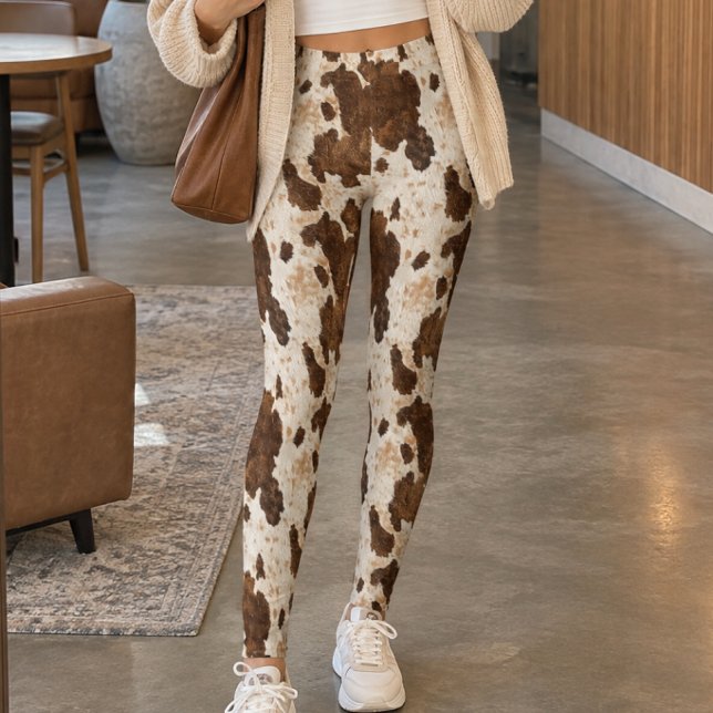 Brown Beige Cow Hide Pattern Leggings (Creator Uploaded)