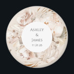 Brown-beige floral garden wedding magnet favours<br><div class="desc">Beige floral personalized garden wedding magnet</div>