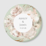 Brown-beige floral garden wedding magnet favours<br><div class="desc">Beige floral personalized garden wedding magnet</div>