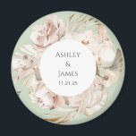 Brown-beige floral garden wedding magnet favours<br><div class="desc">Beige floral personalized garden wedding magnet</div>