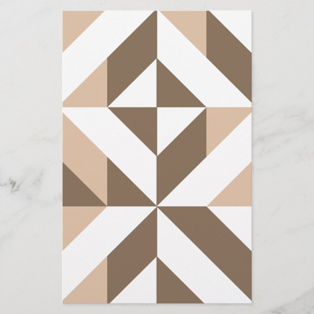 Brown Beige Geometric Cube Pattern (Front)