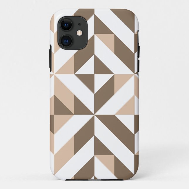 Brown Beige Geometric Cube Pattern Case-Mate iPhone Case (Back)