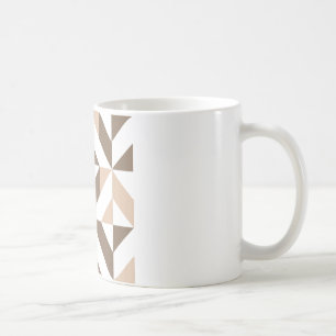 Brown Beige Geometric Cube Pattern Coffee Mug