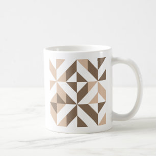 Brown Beige Geometric Cube Pattern Coffee Mug