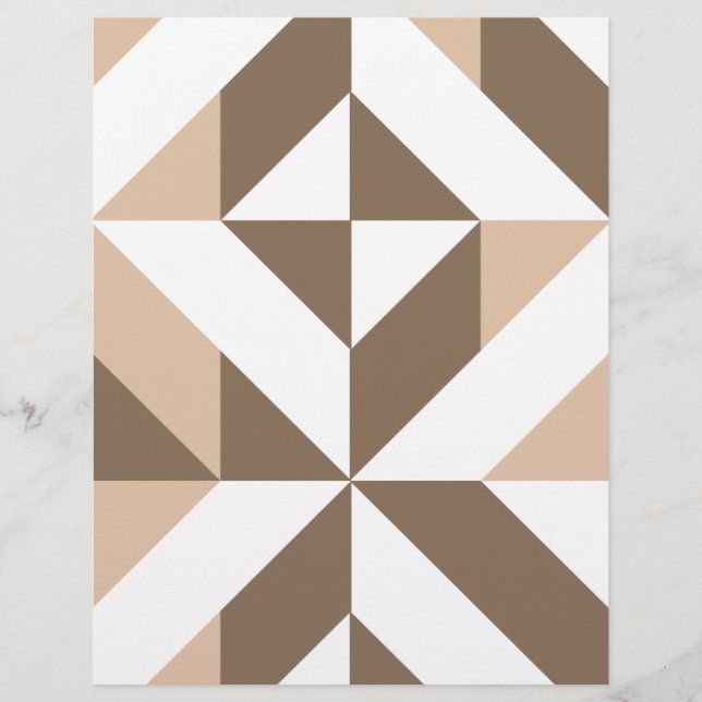 Brown Beige Geometric Cube Scrapbook Paper (Front)