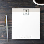 Brown Beige Green Clean Manly Monogram & Name Notepad<br><div class="desc">Personalized notepad for him with his initials in brown and midnight green inside a frame in a clean and stylish look. Add his name beneath and give as a gift to the man in your life who needs personalized stationery to write down his messages,  thoughts,  and to do's!</div>