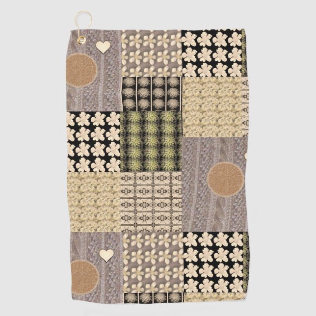 Brown Beige Green Golf Towel (Front)