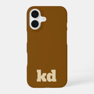 brown &beige initials monogram iPhone 16 case