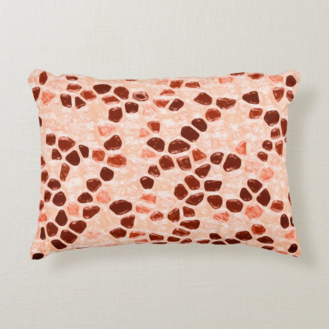 Brown Beige Pink Coral Orange Accent Pillow (Front)