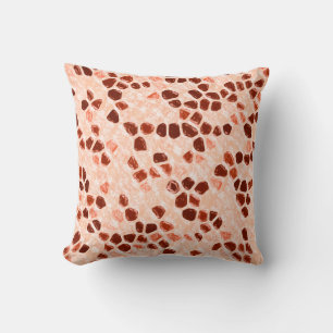 Brown Beige Pink Coral Orange Throw Pillow