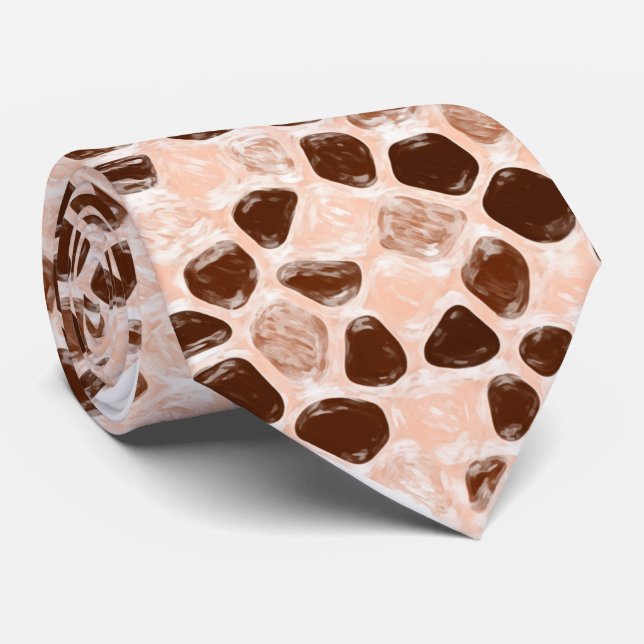 Brown Beige Pink Coral Orange  Tie (Rolled)