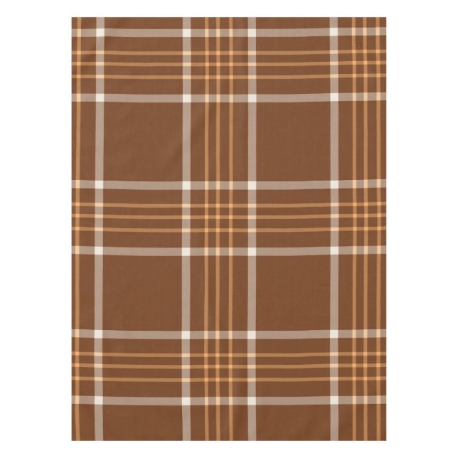 Brown Beige Plaid tartan Chequered Pattern   Tablecloth (Front)