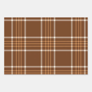 Brown Beige Plaid tartan Chequered Pattern  Wrapping Paper Sheet