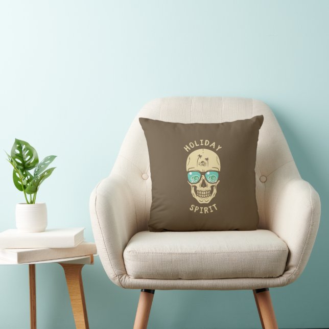 Brown Beige Retro Holiday Spirit Throw Pillow (Chair)