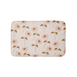 Brown Beige Retro Y2K Hippie Sunflower Pattern Bath Mat