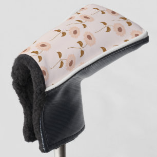 Brown Beige Retro Y2K Hippie Sunflower Pattern Golf Head Cover