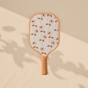 Brown Beige Retro Y2K Hippie Sunflower Pattern Pickleball Paddle