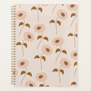 Brown Beige Retro Y2K Hippie Sunflower Pattern Planner
