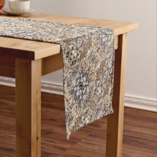Brown beige rocks stones pebbles pattern short table runner