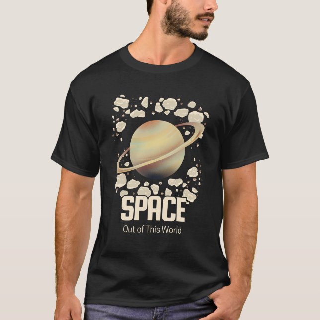 Brown Beige Saturn Planet T-Shirt (Front)
