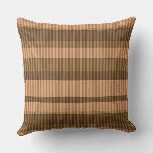 Brown beige shades striped vertical pattern Throw Pillow