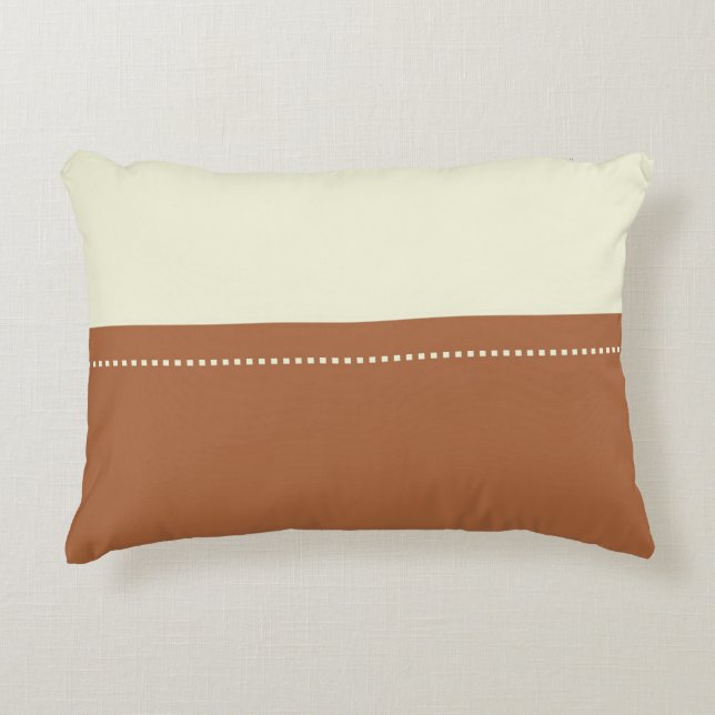 Brown Beige Stripe Colour Block Accent Pillow (Front)