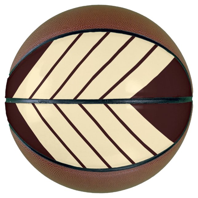 Brown Beige Striped 70s 80s Classic Retro Stripes Basketball (Front)