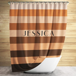 Brown Beige Striped Pattern Personalized Name