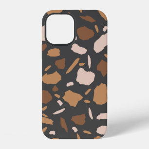 Brown, Beige, Tan and Grey Terrazzo Pattern iPhone 12 Case
