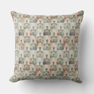 BROWN BEIGE TEAL GREEN GEOMETRIC SHAPES THROW PILLOW