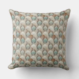 BROWN BEIGE TEAL GREEN GEOMETRIC SHAPES THROW PILLOW