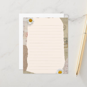 Brown Beige Vintage Scrapbook Lined Notes Paper