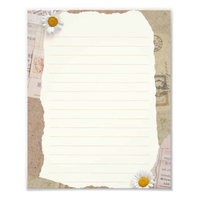 Brown Beige Vintage Scrapbook Lined Notes Photo Print (Front)