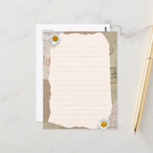 Brown Beige Vintage Scrapbook Lined Notes Postcard