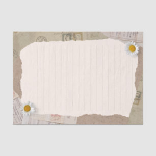 Brown Beige Vintage Scrapbook Lined Notes Tissue Paper
