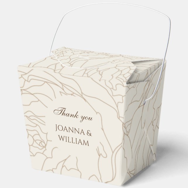Brown beige wedding personalized favor box (Front)