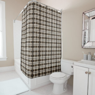 Brown Beige White Primitive Plaid Stripe