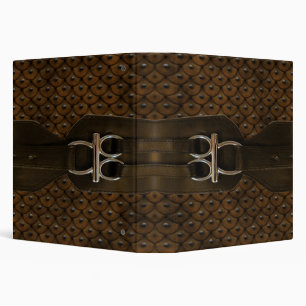 Brown Belted Layered Leather Look Binder