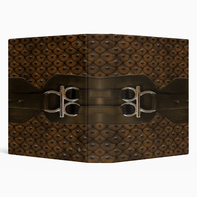 Brown Belted Layered Leather Look Binder (Background)
